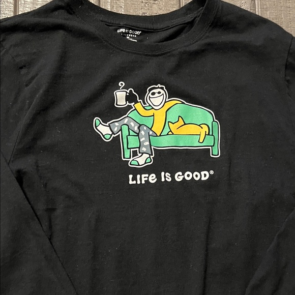 Life Is Good Black Shirt with Relaxed Graphic Mens M - Picture 1 of 8